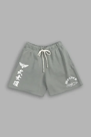 OKAMI WOLF OVERSIZED POST LOUNGE SWEAT SHORTS IN OWEN GREEN