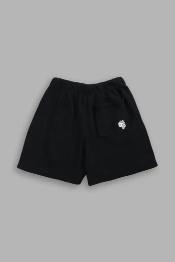 OKAMI WOLF OVERSIZED POST LOUNGE SWEAT SHORTS IN BLACK