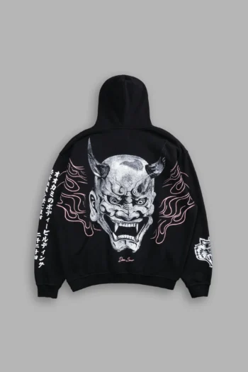 Hannya Flames "Vintage Pierce" Hoodie in Black